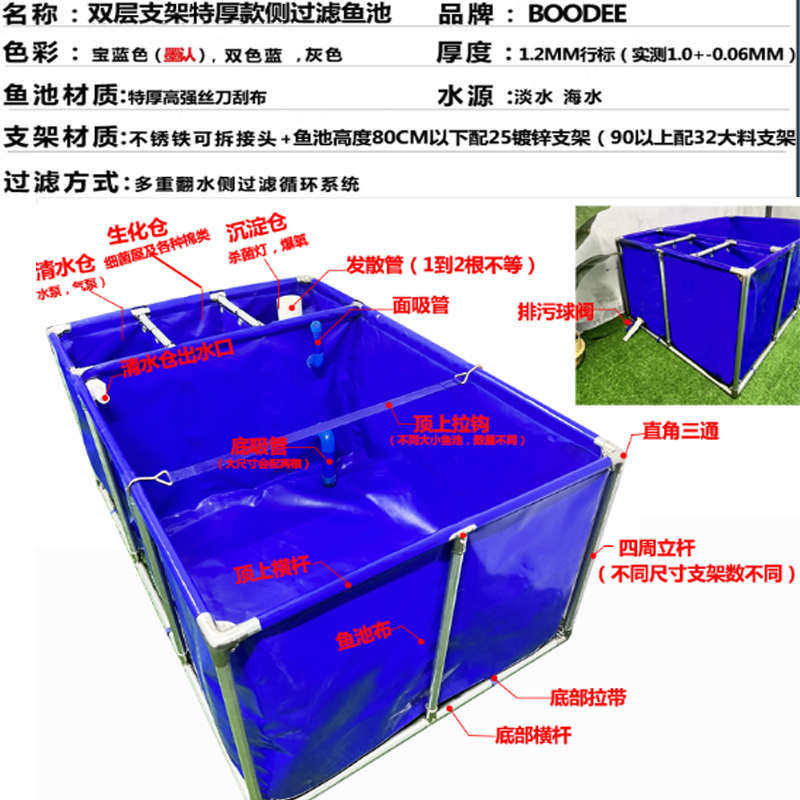帆布水池带过滤大型防腐木庭院室养鱼地缸刀刮布锦鲤喂奶鱼水族箱