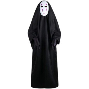 万圣节服装无脸男cosplay服千与千寻cos服无脸鬼黑色披风斗篷面具