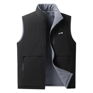 贵人鸟加绒马甲男款2025年秋冬季立领外套男士双面穿坎肩中年男装