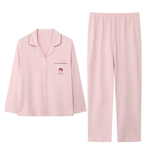 达尔丽柔软透气纯棉睡衣女长袖2025新款秋季小熊休闲薄款家居服