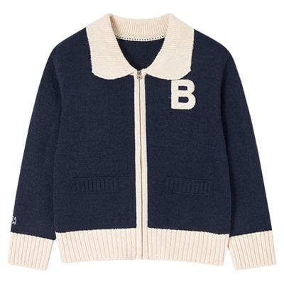 蓝狗25翻领拉链针织开衫