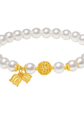 周六福铃兰花手链女中国风手串手饰S925银百搭时尚送女友新年礼物