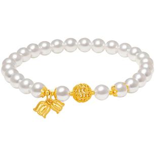 周六福铃兰花手链女中国风手串手饰S925银百搭时尚送女友新年礼物