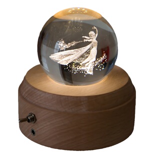 爱莎公主水晶球女童生日礼物冰雪奇缘音乐盒八音盒小女生女孩摆件