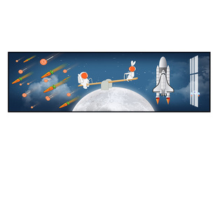 北欧卡通墙面装饰画男女孩卧室床头清新挂画儿童房壁画单幅横画