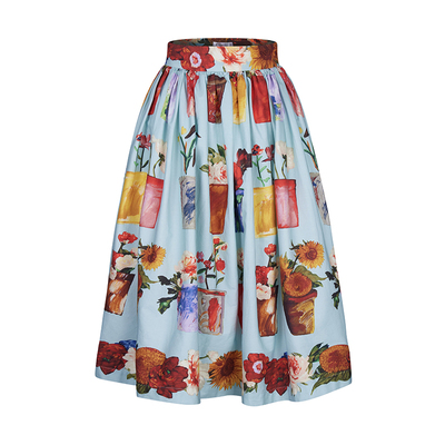 中长款大摆裙复古A字棉布