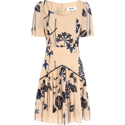 BORAAKSU剪影印花褶裥连衣裙