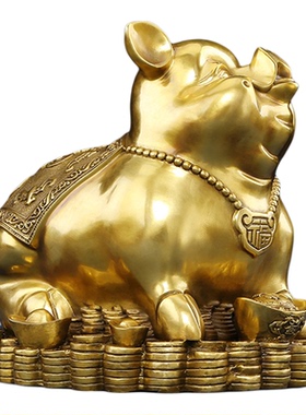 黄铜招财猪手工摆件开业礼