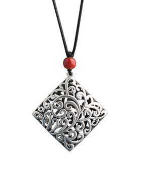 复古藏银银毛衣链女项链平安锁锁配饰