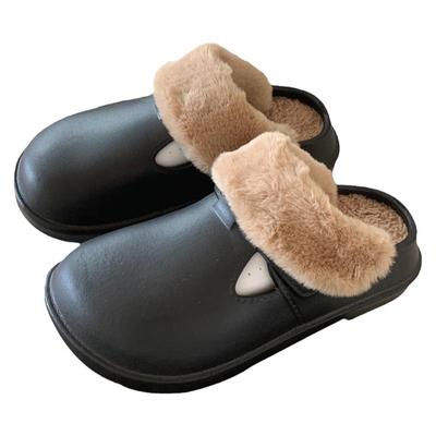 韩版时尚加绒保暖防水防滑棉拖鞋
