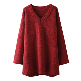 HAMYIHO 白色冬季针织打底衫女中长款加厚毛衣遮臀配鲨鱼裤的上衣