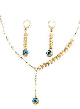 耳饰 土耳其蓝色恶魔之眼耳钉 名媛街拍时尚耳钉套装3件装