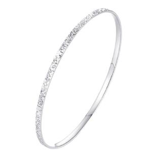 周大生铂金手镯女Pt950爆闪碎碎冰固口手镯素圈生日礼物送女友