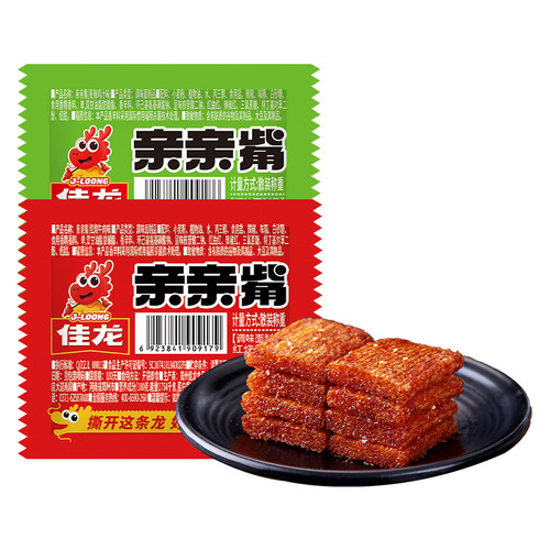 佳龙亲亲觜烧亲嘴大刀肉麻辣儿时爆款小吃怀旧休闲小零食辣条辣片