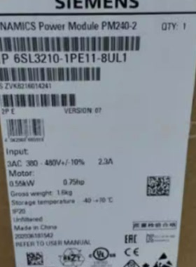 议价6SL32101PE118UL1西门子0.37KW功率模块6SL3210-1PE11-8UL1滤