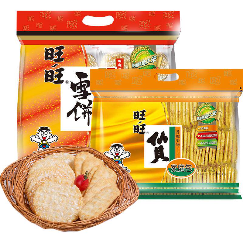 旺旺仙贝雪饼综合装膨化零食400g*2袋礼包食品办公室小吃甜点
