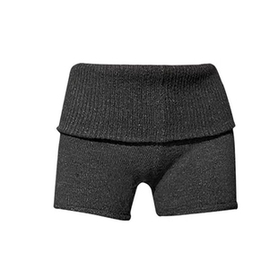 复古灰色绒感针织短裤女2025冬季新款简约修身辣妹紧身毛衣裤子