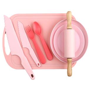 幼儿园早教专用儿童水果刀不易伤手塑料安全小切菜刀菜板教学套装