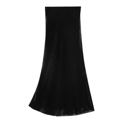 纯色桑蚕丝丝绒鱼尾裙长裙通勤