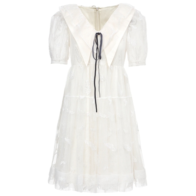 【奥莱】MAXRIENY蕾丝公主裙翻领雪纺连衣裙减龄高级感