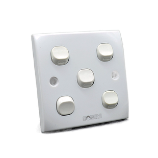 松易老式电源开关面板五位五开5开按钮墙壁开关双联双控86型暗装