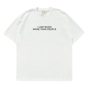 Mentmate 人间太吵音乐筑巢 小众英文印花T恤衫 男女情侣夏季短袖