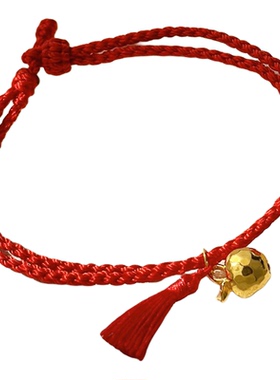 平安顺遂5D足金苹果流苏手绳礼物