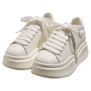 厚底小白鞋女款2026新款春季内增高女鞋白色鞋子百搭真皮休闲板鞋