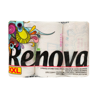 Renova进口葡式印花厨房纸3卷装