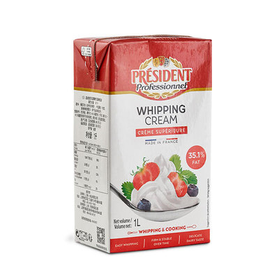 总统淡奶油1L*6盒整箱装