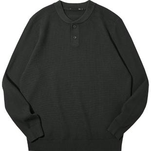 HLA/海澜之家亦心即为长袖针织衫2025秋冬新亨利领直筒时尚毛衣男