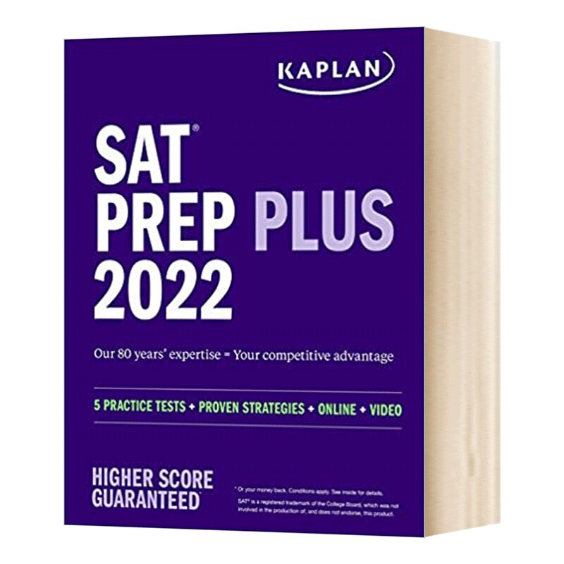 卡普兰SAT考试指南2022 英文原版 Kaplan SAT Prep Plus 2022 英文版美国高考书籍 出国留学备考用书 高分备考策略
