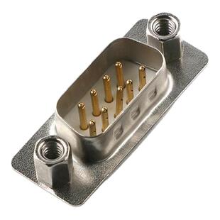 DB9公头母头前铆螺母 双排九针串口头RS232/485接口镀金插头(2个)