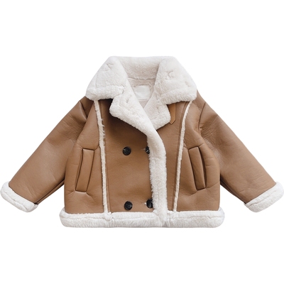 女童外套秋冬款儿童加绒加厚皮衣