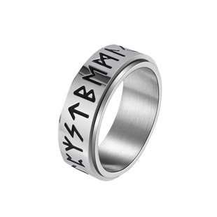 维京文字可转动戒指男痞帅解压旋转单身个性复古钛钢中指食指指环