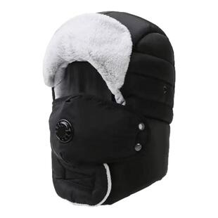 冬季雷锋帽子男女骑电动车加绒面罩冬天加厚防寒保暖护耳套头棉帽