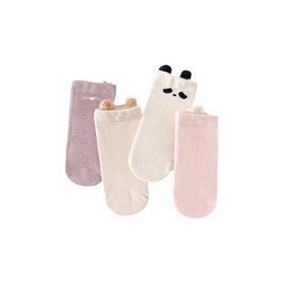 童泰婴儿袜子宝宝中筒袜儿童百搭宽口袜男童女童可爱松口袜4双装