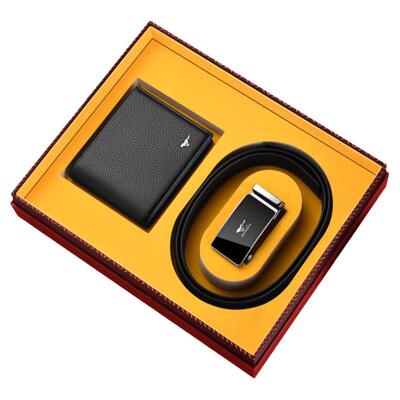 七匹狼男士牛皮礼盒套装皮带钱包