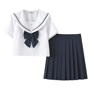 淘宝热卖校供感jk制服基础款水手服女学院风海军领短袖百褶裙套装