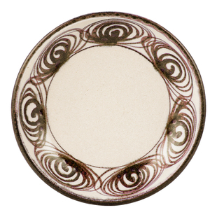 DEARYOU日本进口濑户烧本业窑手绘马目纹圆盘复古粗陶盘菜盘子