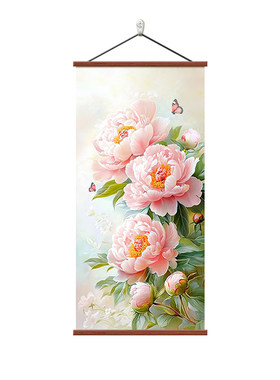 富贵牡丹花新中式玄关装饰画