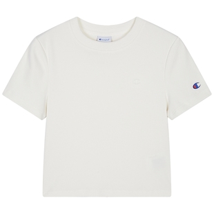 Champion冠军短袖女2025夏季新款修身条纹t恤简约纯色运动风潮牌