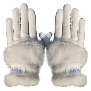 韩国高尔夫球手套女双手儿童加厚冬季保暖防滑白色黑色女士触屏式