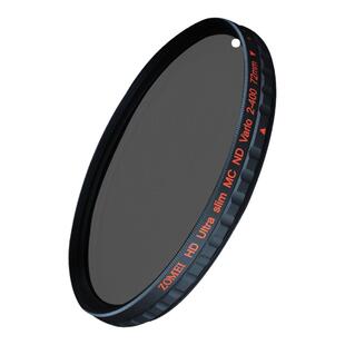 卓美Zomei可调ND2-400减光镜 49/52/58/62/67/72/77/82mm中灰镜nd