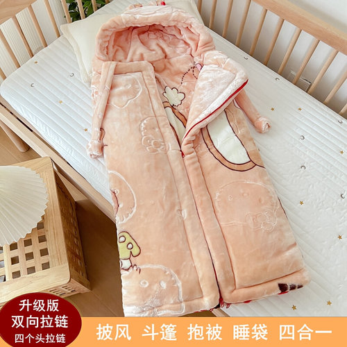 新款婴儿抱被新生儿包被襁褓秋冬加厚宝宝外出睡袋W防踢被儿童披