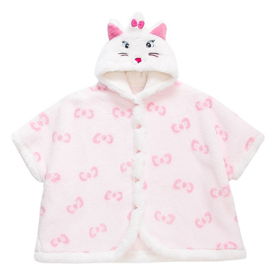 女童斗篷睡袍25秋冬季珊瑚绒甜美