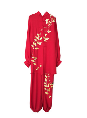 新款银杏女式大红定制太极服