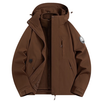 稻草人山系风户外冲锋衣女春秋冬三合一可拆卸内胆两件套男登山服