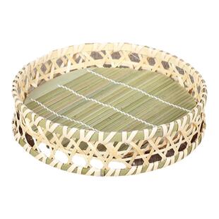 竹编制品纯手工艺竹筐水果盘果篮带竹蒸垫竹菜盘 酒店饭店托盘