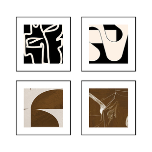 极简高级感餐厅客厅装饰画抽象艺术卡纸组合挂画个性小众软装壁画
